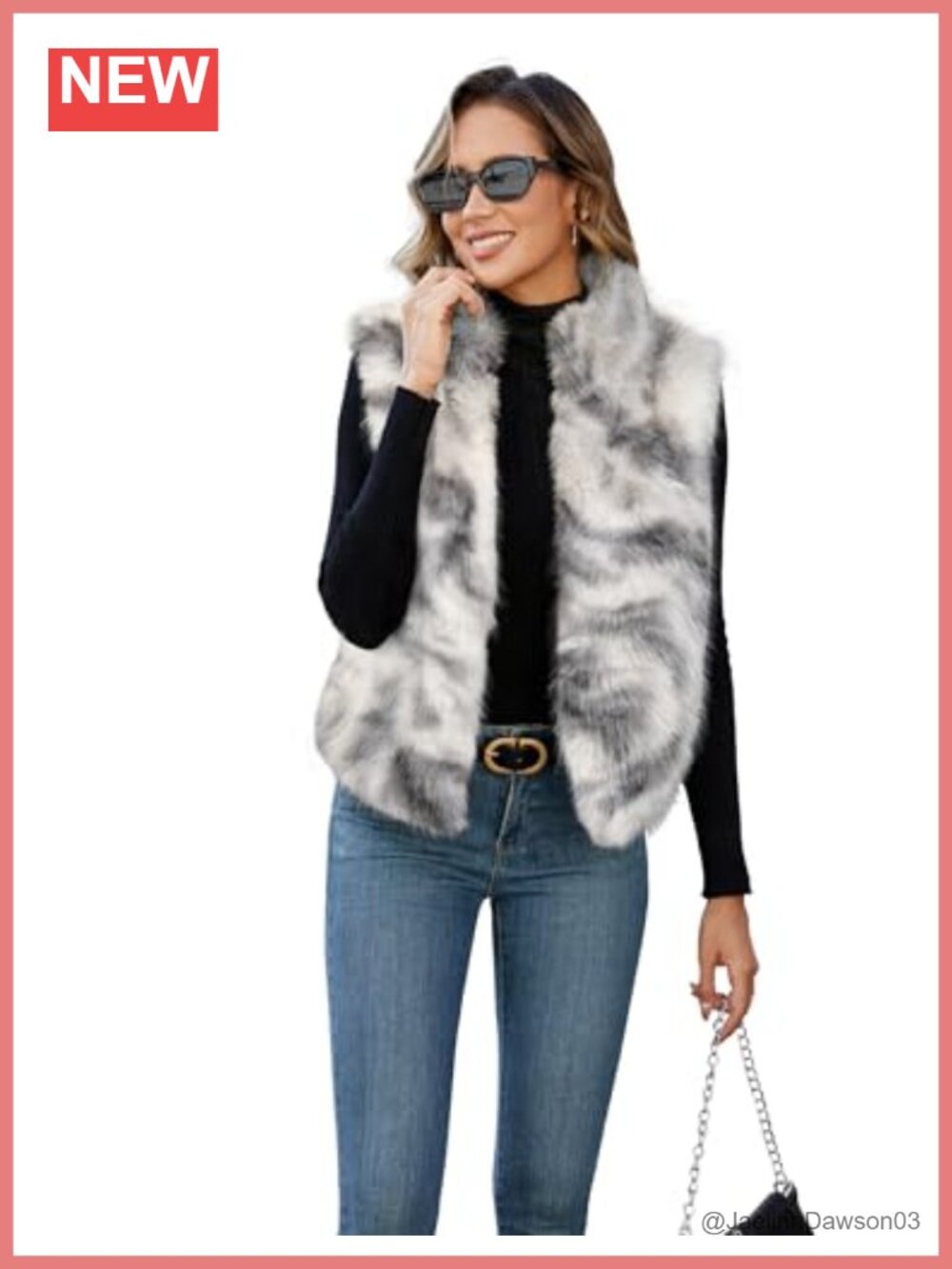 Womens Faux Fur Vest Stand Collar Sleeveless Zip Up Fuzzy Top